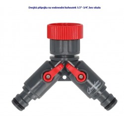 Dvojitá přípojka na vodovodní kohoutek 1/2"–3/4" 80N002