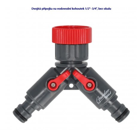 Dvojitá přípojka na vodovodní kohoutek 1/2"–3/4" 80N002