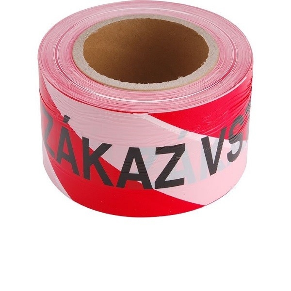 Páska výstražná červeno-bílá ZÁKAZ VSTUPU, 75mm x 250m, PE Páska výstražná 9568