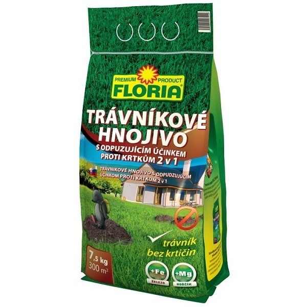 FLORIA Trávníkové hnojivo s odpuzujícími účinky na krtky 7,5 kg Hnojivo 008214